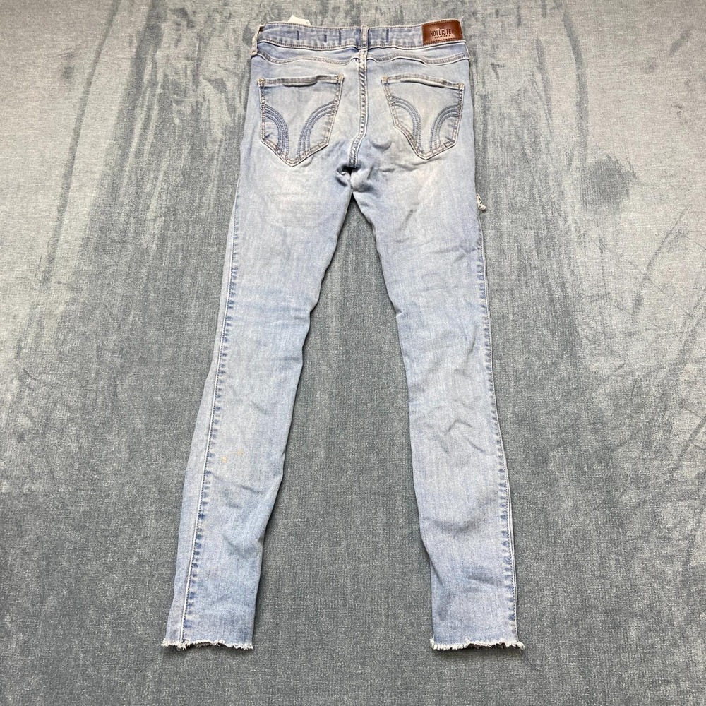 Hollister Jeans Womens 00 23x26 Blue Denim Stretch Distressed Frayed Hem Skinny